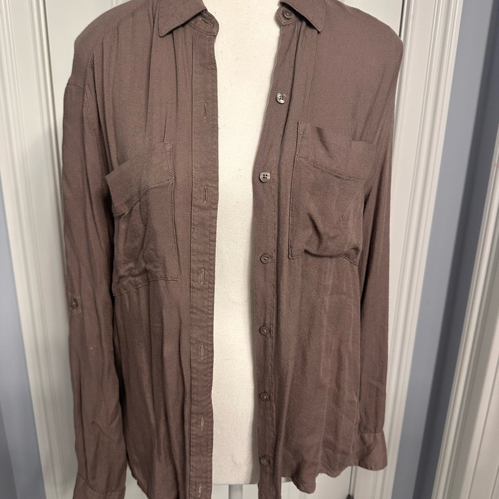 Express Brown Lightweight Shirt with Soft Drape